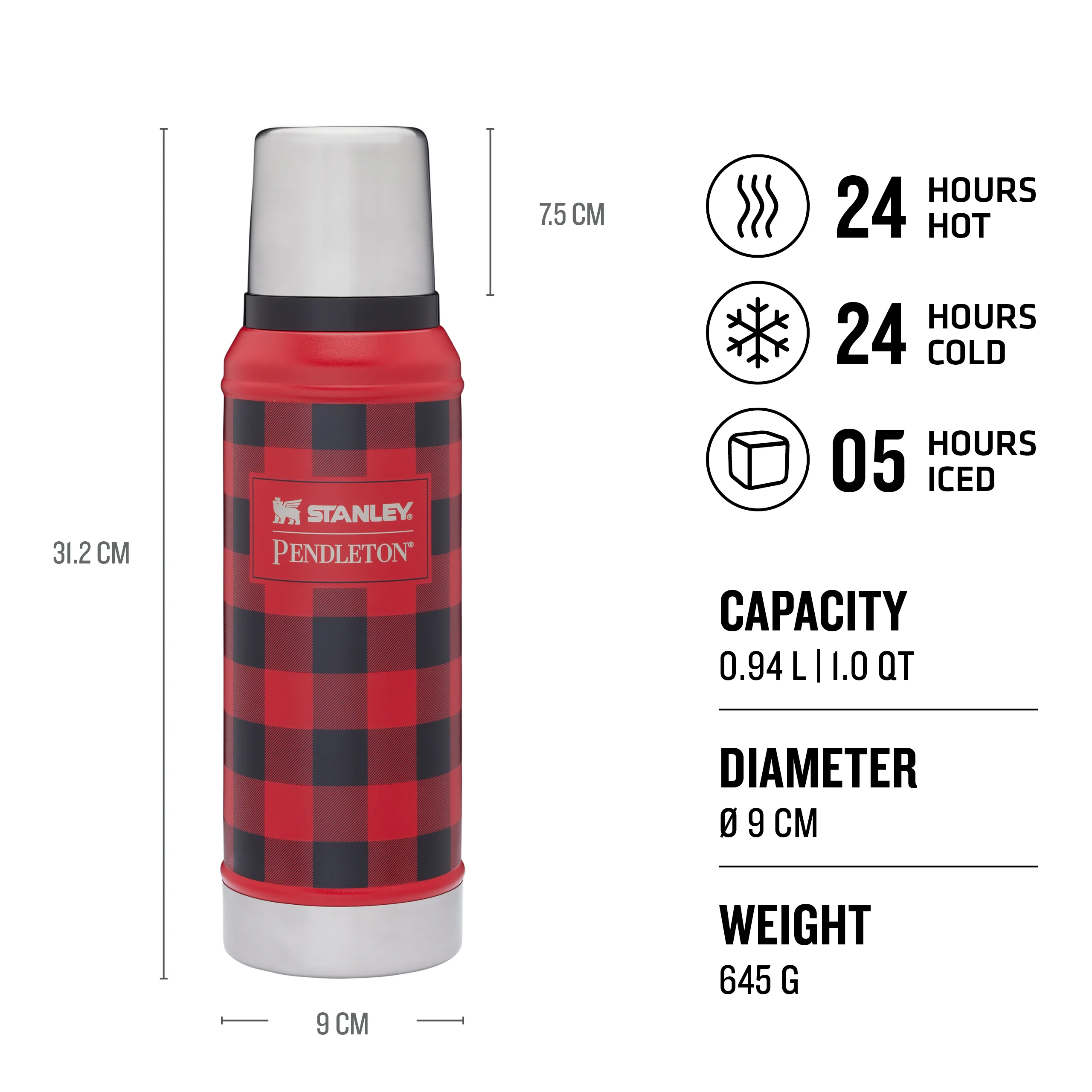 Pendleton Rob Roy Buffalo Check Classic Bottle | 0.94L - Image 2